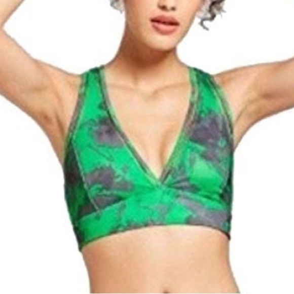 JoyLab V-Neck Island Print Abstract Strappy‎ Padded Sports Bra Women’s XS - Picture 1 of 8